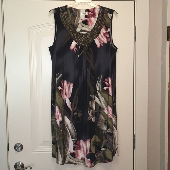 Dress Barn Dresses & Skirts - Sleeveless Dress w/Beautiful Beaded Collar!